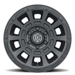 ICON Thrust 17x8.5 6x5.5 0mm Offset 4.75in BS Satin Black Wheel - ICO2817858347SB