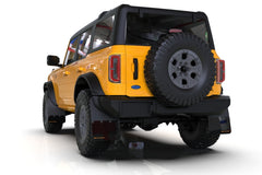 Rally Armor Blk Mud Flap w/Met. Blk Logo -2021+ Ford Bronco Not Raptor- RALMF85-NO-PL-MBK
