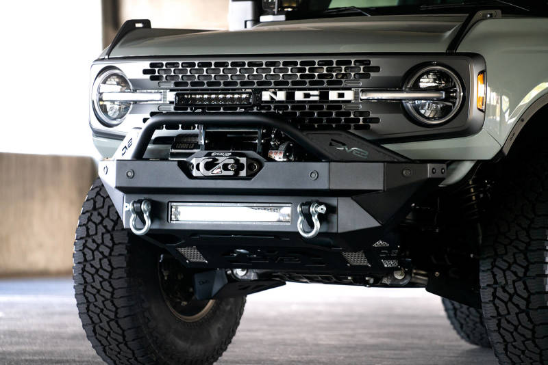 DV8 Offroad  Modular Front Bumper Winch Capable w/ Auxiliary Light Mounts -2021+ Ford Bronco- FBBR-02