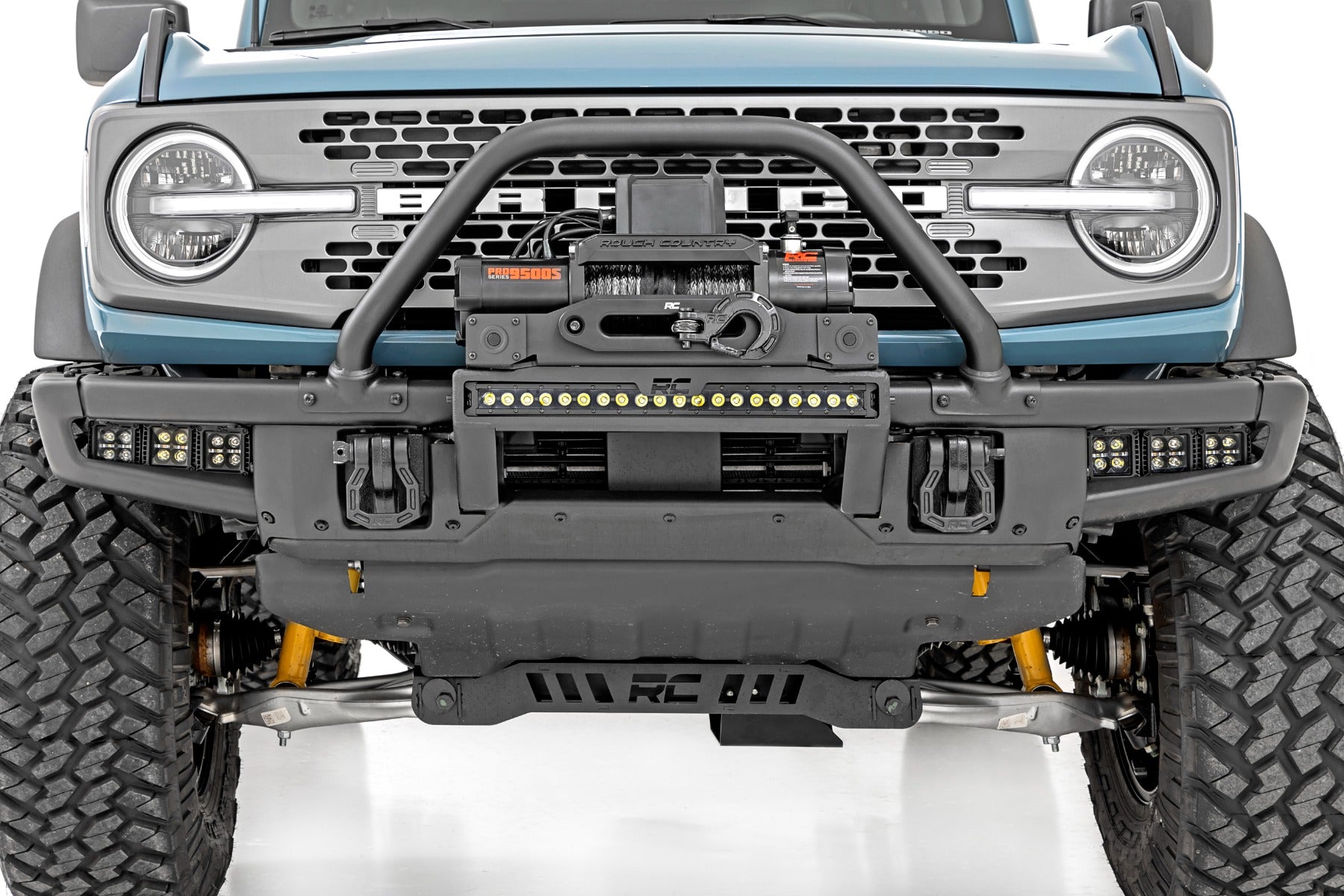 High Winch Mount | All Models | 9500S | 20 Inch Black Single Row LED | Ford Bronco (21-23)