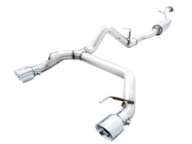 AWE Tuning 0FG Dual Rear Exit Exhaust w/Chrome Silver Tips & Bash Guard - 2021+ Ford Bronco - AWE3015-32456