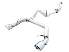 AWE Tuning 0FG Dual Rear Exit Exhaust w/Chrome Silver Tips & Bash Guard - 2021+ Ford Bronco - AWE3015-32456