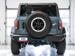 AWE Tuning 0FG Dual Rear Exit Exhaust w/Chrome Silver Tips & Bash Guard - 2021+ Ford Bronco - AWE3015-32456