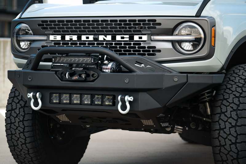 DV8 Offroad  Modular Front Bumper Winch Capable w/ Auxiliary Light Mounts -2021+ Ford Bronco- FBBR-02