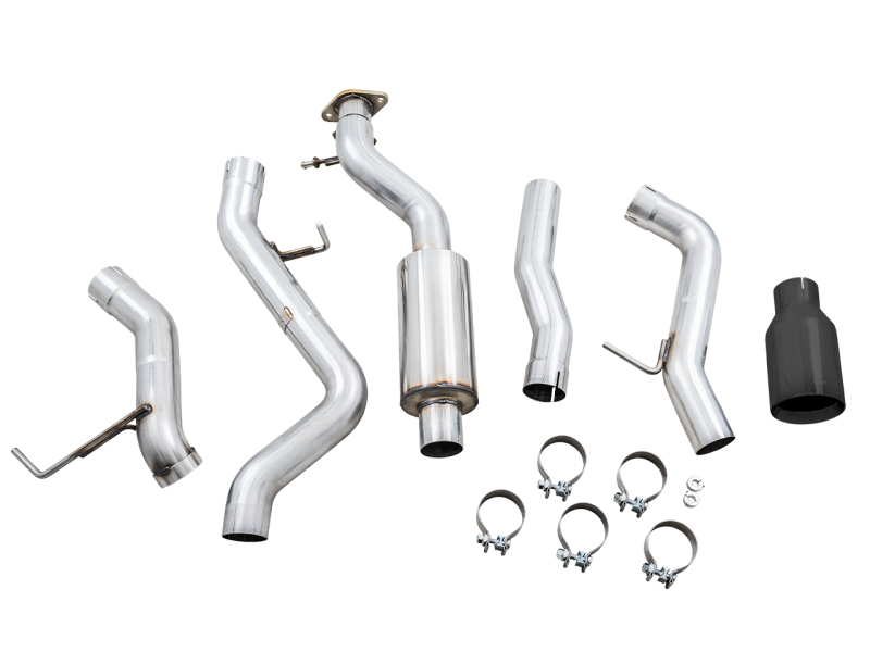 AWE Tuning 0FG Single Rear Exit Exhaust w/Diamond Black Tip & Bash Guard - 2021+ Ford Bronco - AWE3015-23789