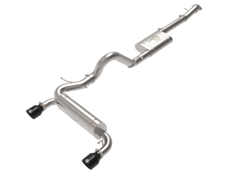 aFe Vulcan 3in 304 SS Cat-Back Exhaust - 2021+ Ford Bronco L4-2.3L (t)/V6-2.7L (tt) w/ Black Tips- AFE49-33138-B