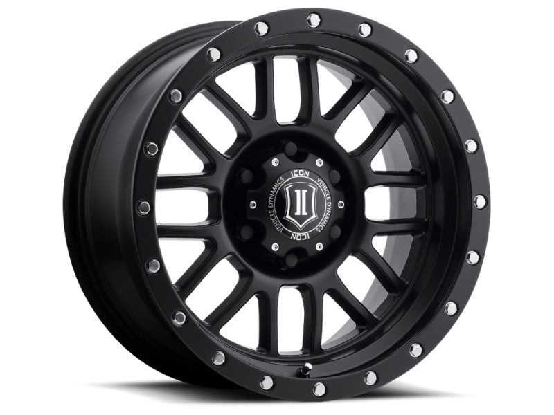 ICON Alpha 17x8.5 6x5.5 0mm Offset 4.75in BS 106.1mm Bore Satin Black Wheel - ICO1217858347SB