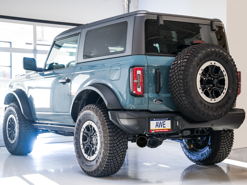 AWE Tuning 0FG Single Rear Exit Exhaust w/Diamond Black Tip & Bash Guard - 2021+ Ford Bronco - AWE3015-23789