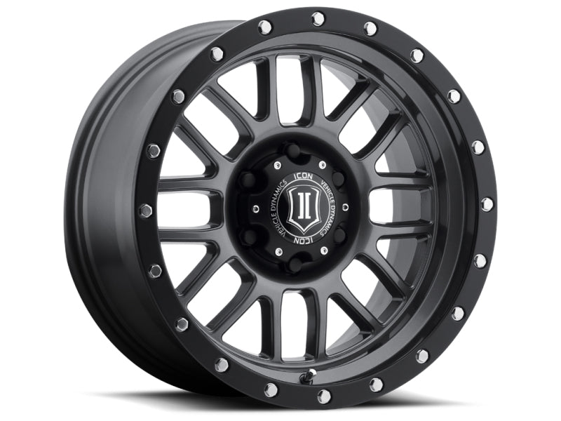 ICON Alpha 17x8.5 6x5.5 0mm Offset 4.75in BS 106.1mm Bore Gun Metal Wheel - ICO1217858347GM